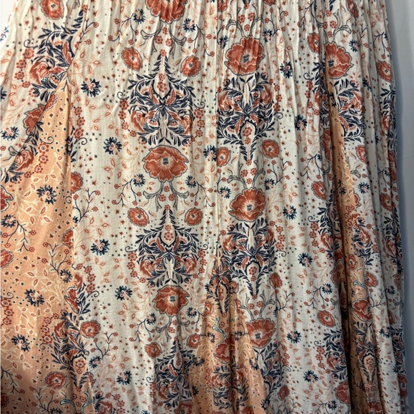 Lovestitch Floral Long Sleeve Dress in Cream and Blue - Picture 7 of 7